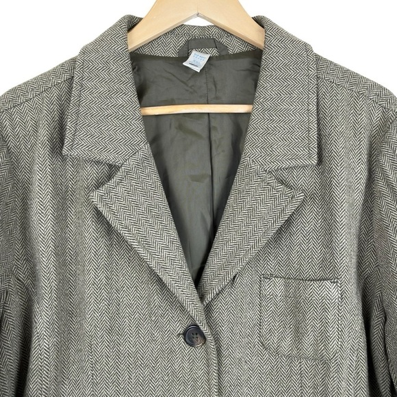 Vintage Y2K Old Navy Olive Green & Tan Herringbone Academia Blazer Size XXL - Picture 3 of 9